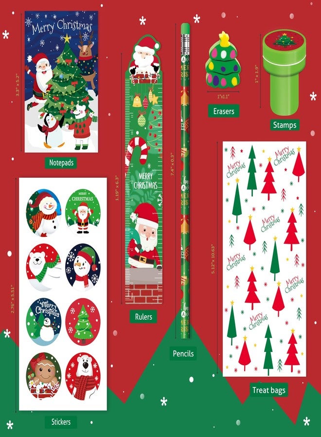 BEARUN 168 Pcs Christmas Party Favors Bulk for Kids-24-Pack Christmas Stationery Set for Stocking Stuffers, Christmas-Themed Classroom Gift Exchange School Games Prizes Carnival Events - Image 4